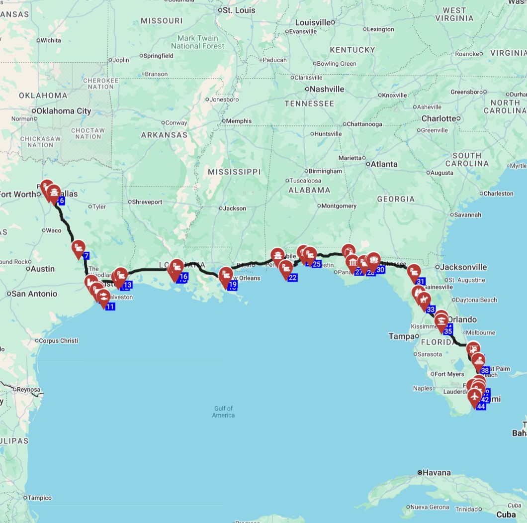 dallas to miami rv road trip one way motorhome adventure